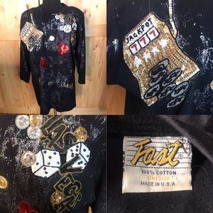 Vintage 90’s sequin & puffy paint  Las Vegas top